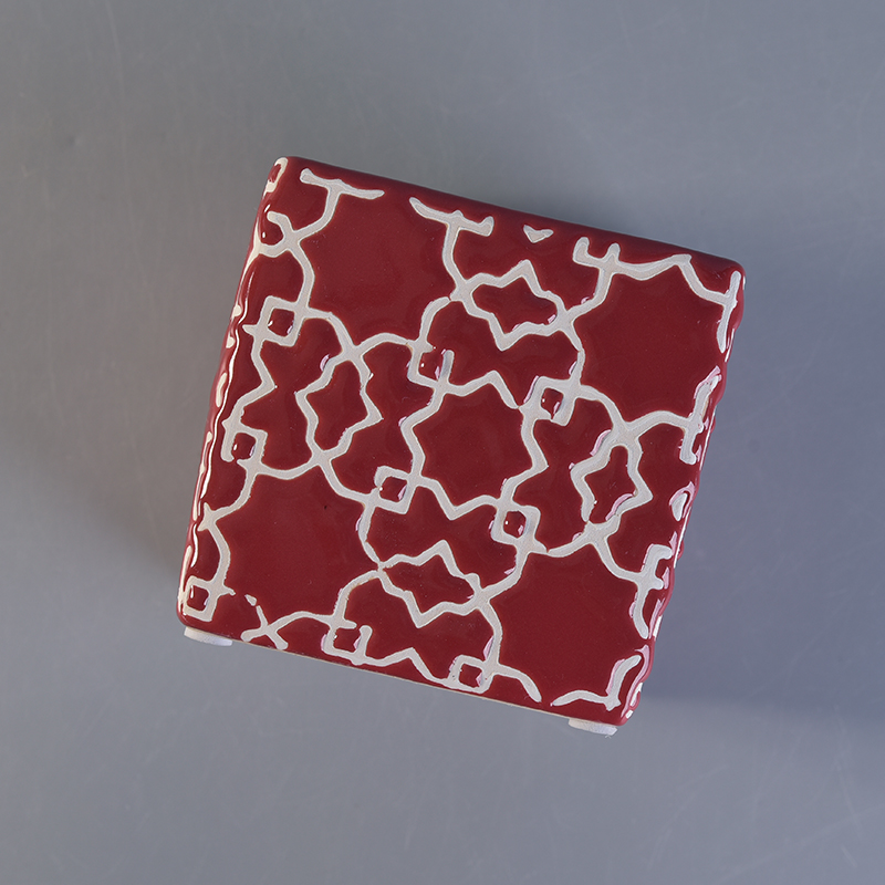 Red square ceramic candle vessel Red square ceramic candle vessel