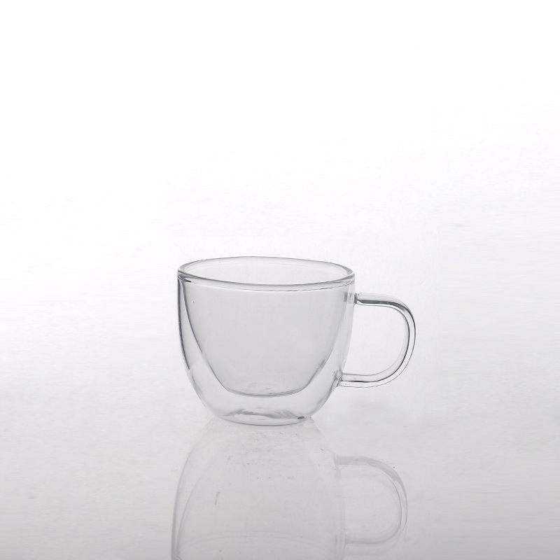 Short double-wall glass mug with handle
Short double-wall glass mug with handle