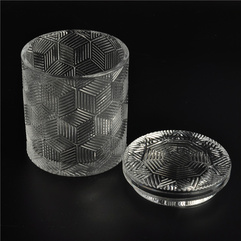 glass candle jar woven pattern clear candle container