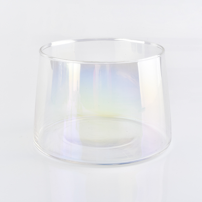 Bell shaped transparent ion plating holographic glass candle holder