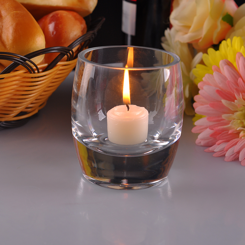 Thick bottom oval double-wall glass candle holder Cuboid clear glass tealight holder