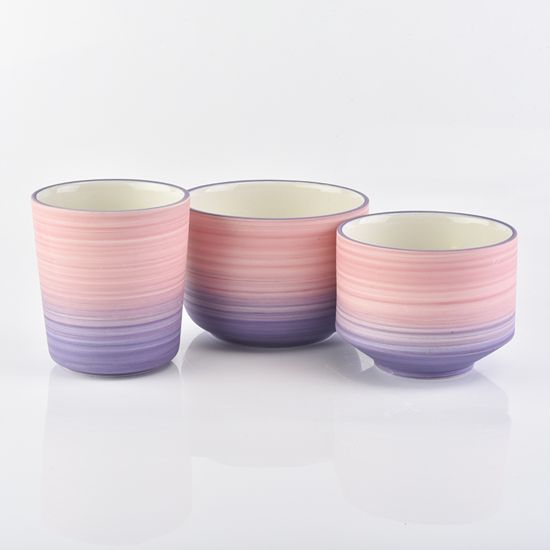 V shaped colorful glazing 347ml ceramic candle holders