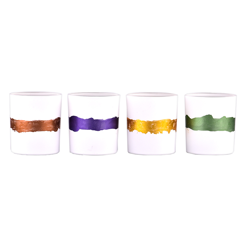 Luxury matte white hand-painted purple candle glass jars