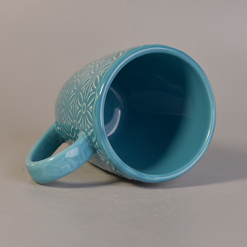 Ceramic mugs wholesale for coffee tea drinking blue colors with patterns Ceramic mugs wholesale for coffee tea drinking blue colors with patterns