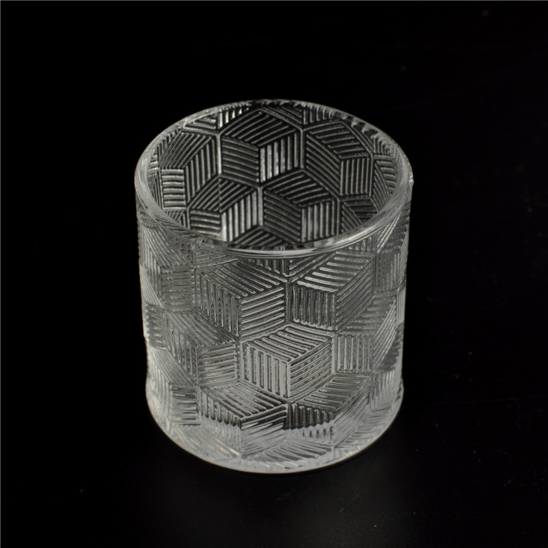 glass candle jar woven pattern clear candle container