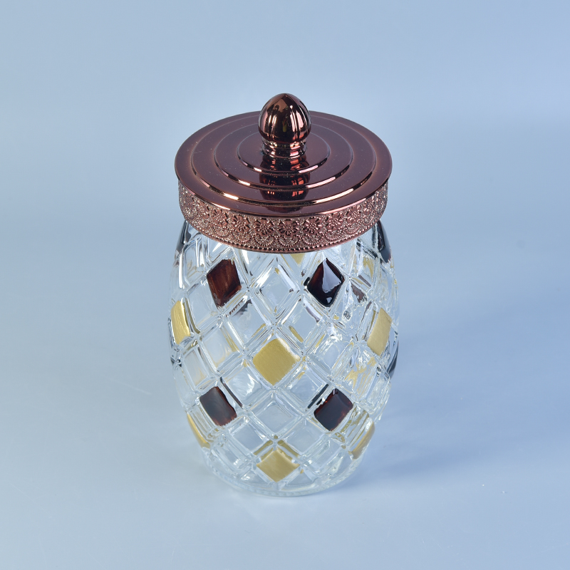 1500ml high capacity glass storage jar with copper lid