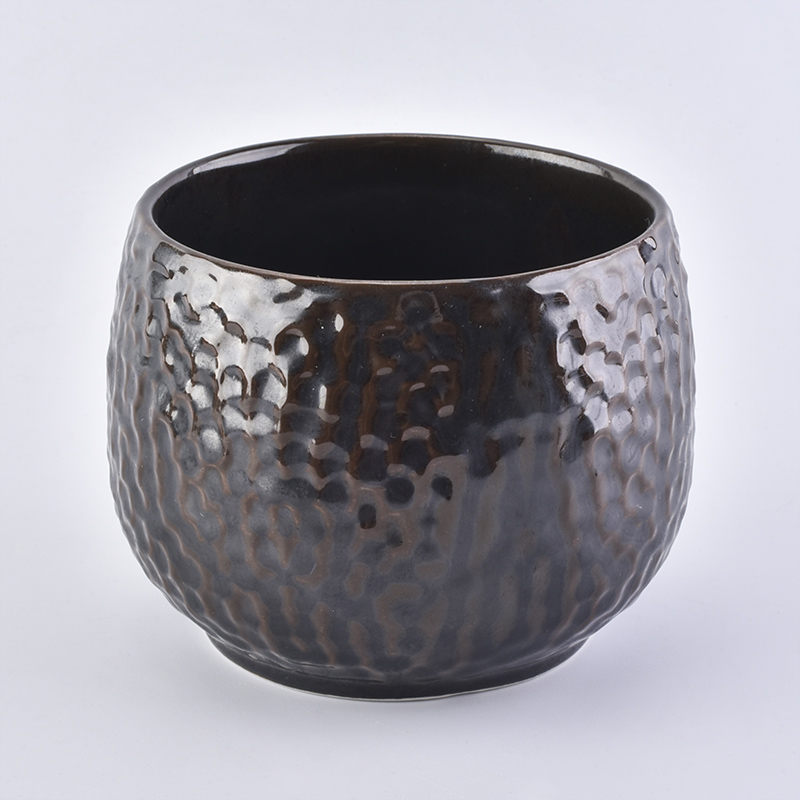 black metal glazed ceramic candle holders