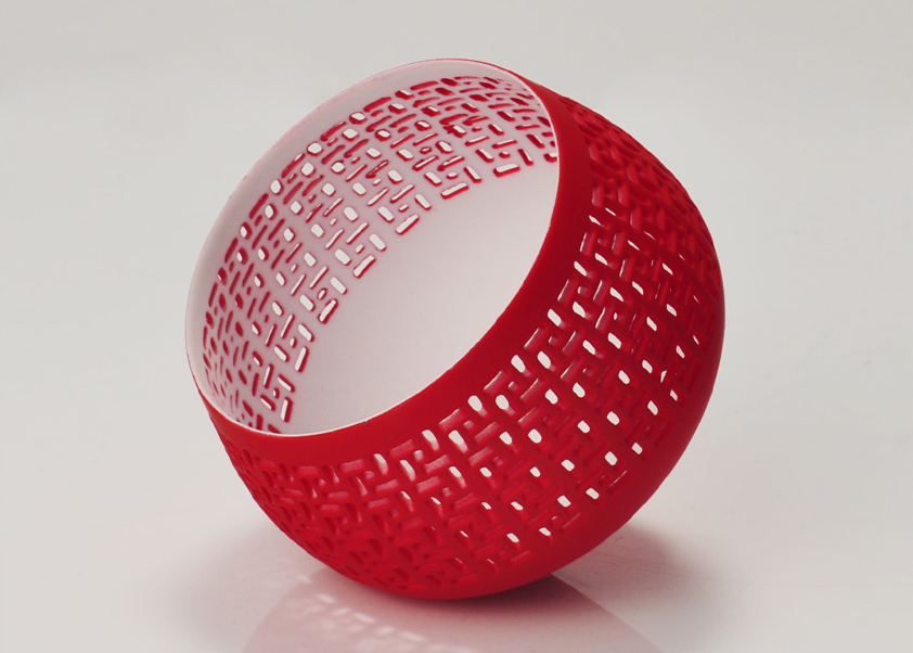 Red Colored Candle Holder with Pierced Pattern