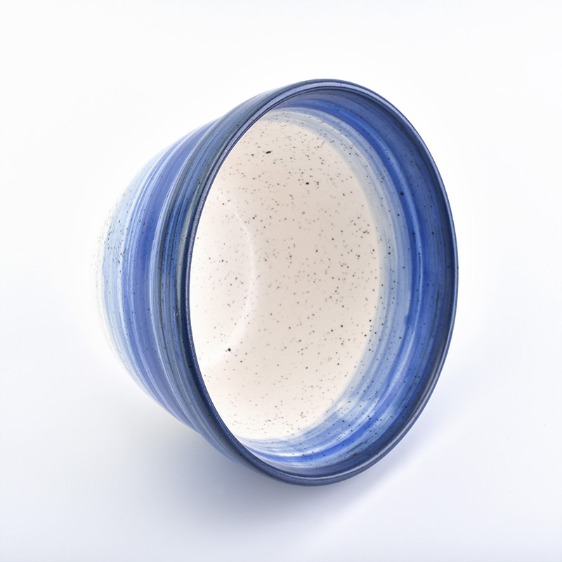 Large-caliber flambed glazed ceramic candle vessel