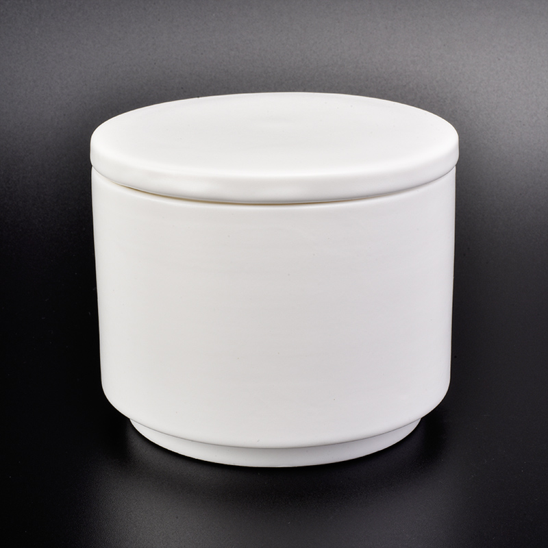 hot sales round shape white ceramic candle jar with lid