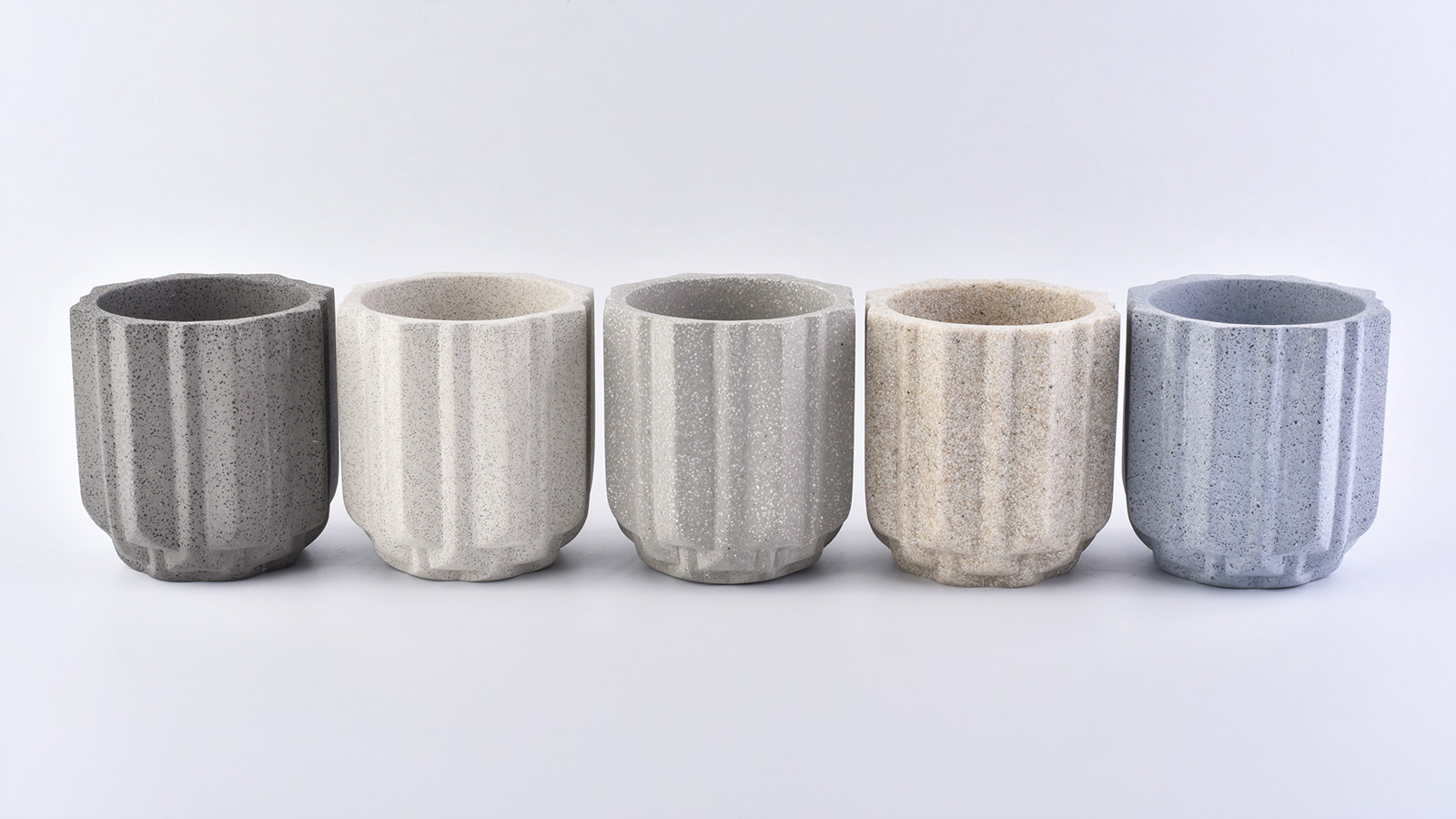New arrival Embossed Concrete Candle Holder With Lids
