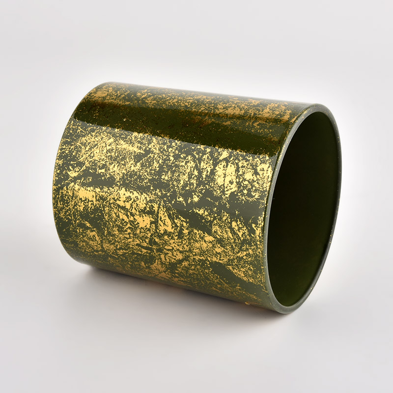 High quality gold green glass candle vessel luxury candle Jar with Gift Box High quality gold green glass candle vessel luxury candle Jar with Gift Box