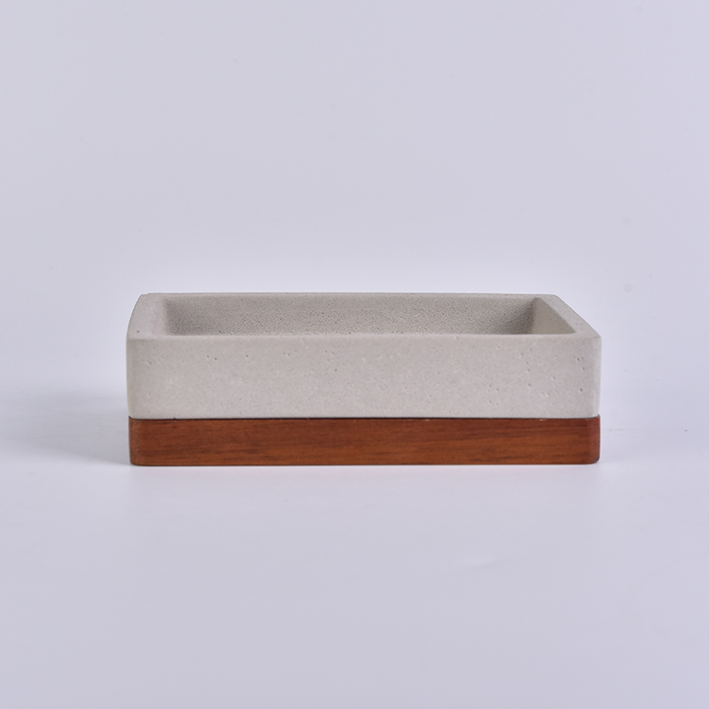 Square concrete soap box with Acacia mangium lid