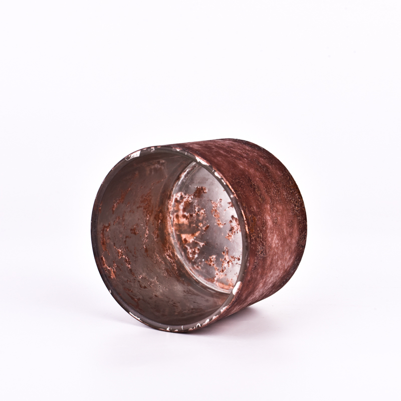Wholesale brown copper-colored frosted glass candle holders