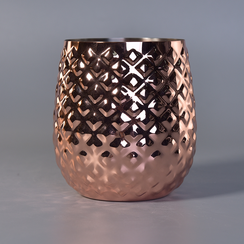 rose gold aluminium pineapple jar for candles