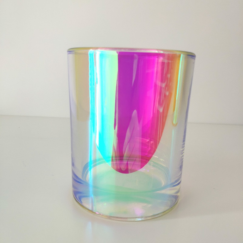 Iridescent Glass Candle Jar 12oz Wax Capacity Glass Candle Holder