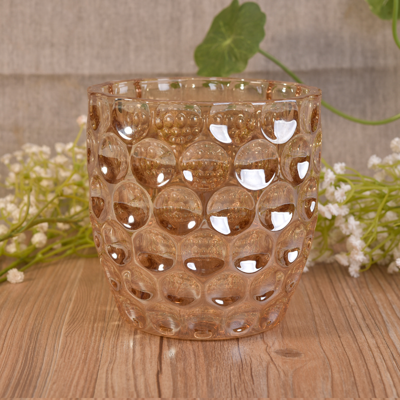 Gold embossed glass candle holder