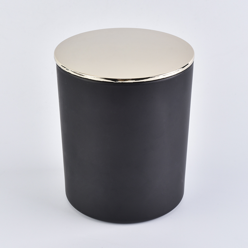 10oz with lid wholesale glass candle jar black