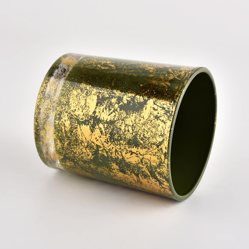 Wholesale home gold green glass candles container matte candle vessels for decorative Wholesale home gold green glass candles container matte candle vessels for decorative