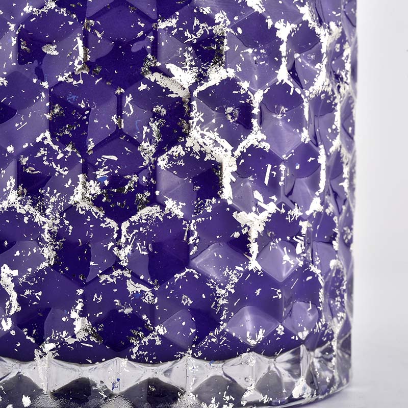 Custom mark purple glass shinning glass candlestick home decoration candle jar with lids Custom mark purple glass shinning glass candlestick home decoration candle jar with lids