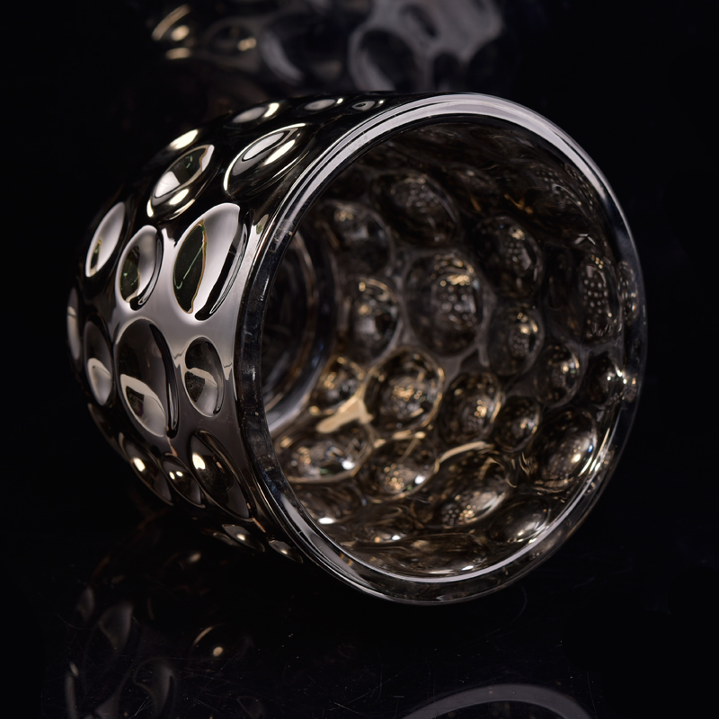 Glass polka-dotted dark color electroplate candle holder Glass polka-dotted dark color electroplate candle holder