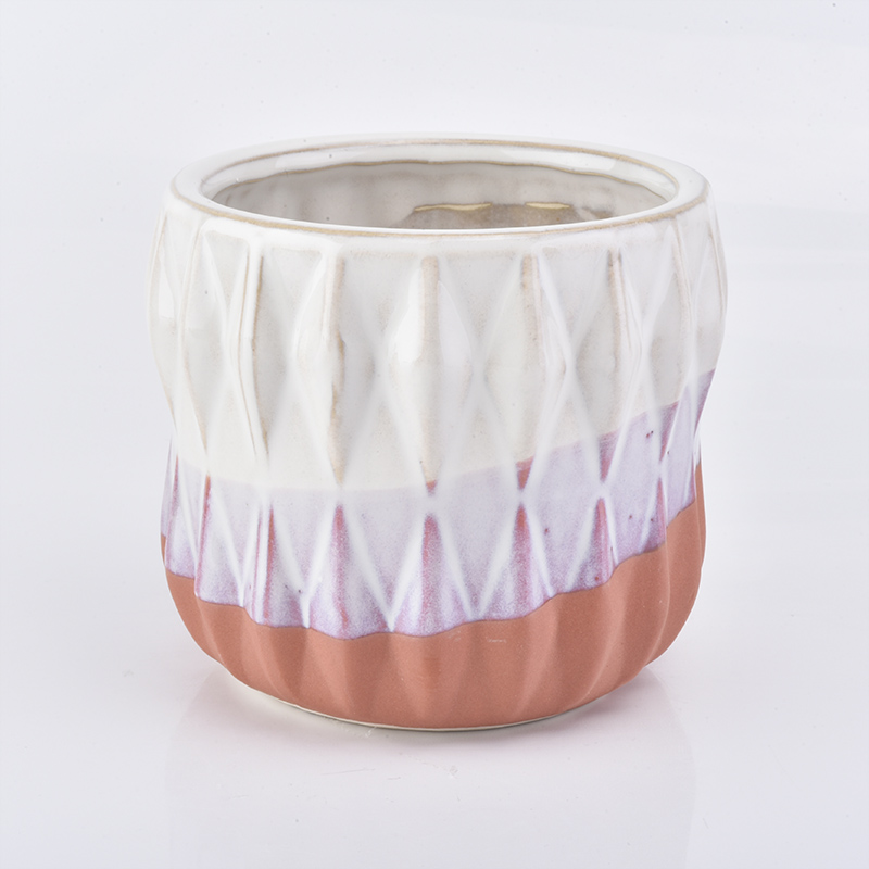 Powder white series ceramic candle holder for home decoration