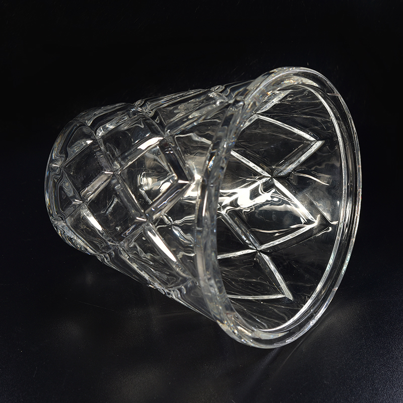 750ml Prismatic Clear Glass Candle Holder in V shape Home Decor 750ml Prismatic Clear Glass Candle Holder in V shape Home Decor
