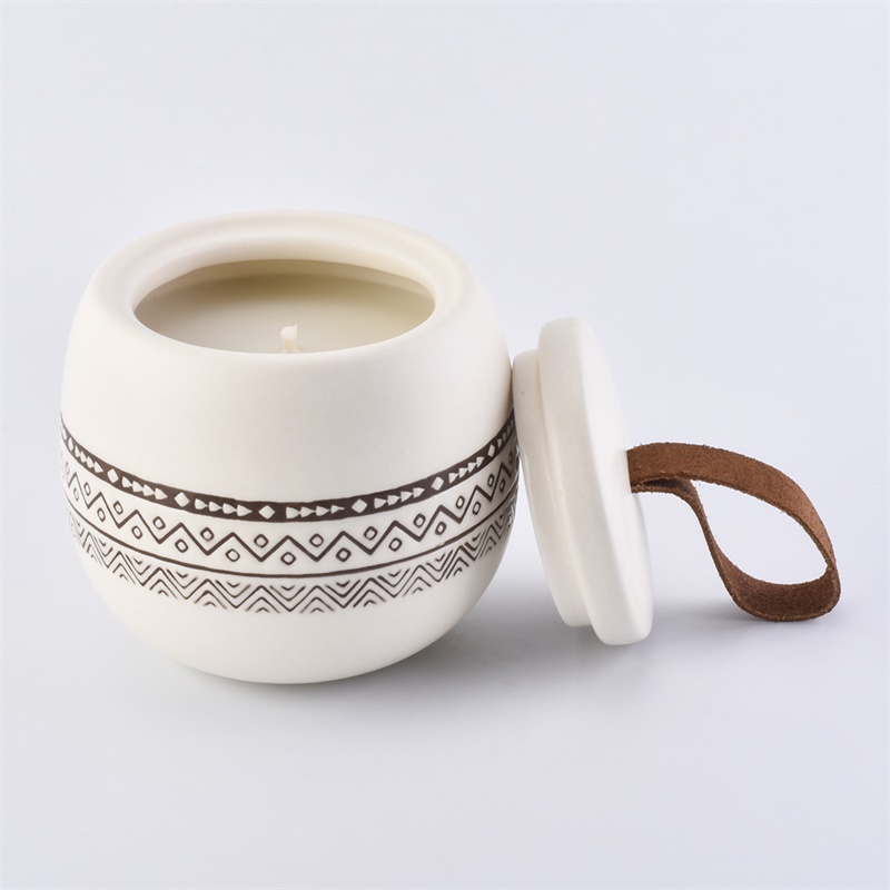 12oz Belly Ceramic Candle Jars with Ceramic Lids Home Decoration Pieces
