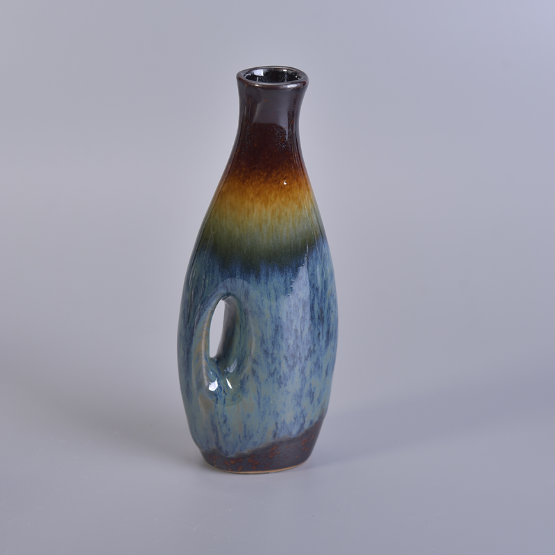 Multi-color flambed glaze ceramic aroma bottle