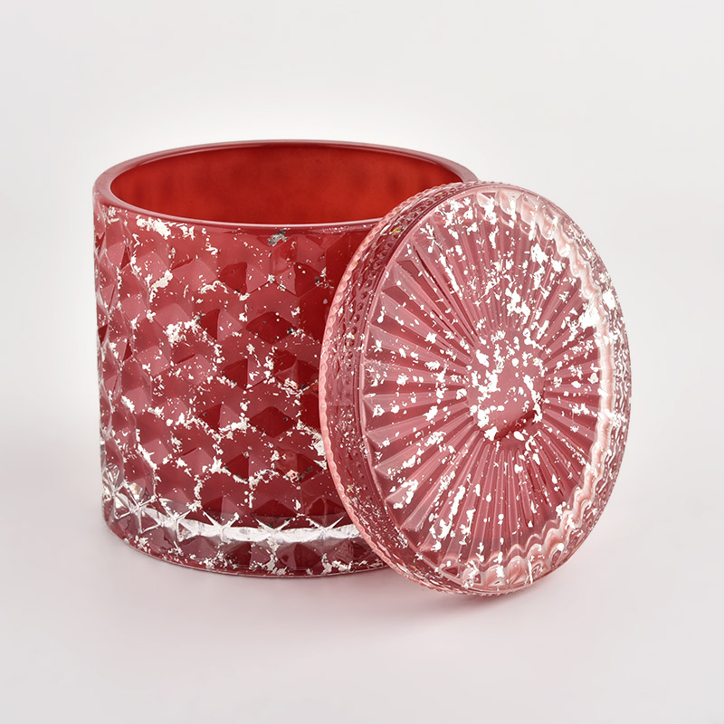 High quality red home decoration candlestick storage candle glass jar with lid High quality red home decoration candlestick storage candle glass jar with lid