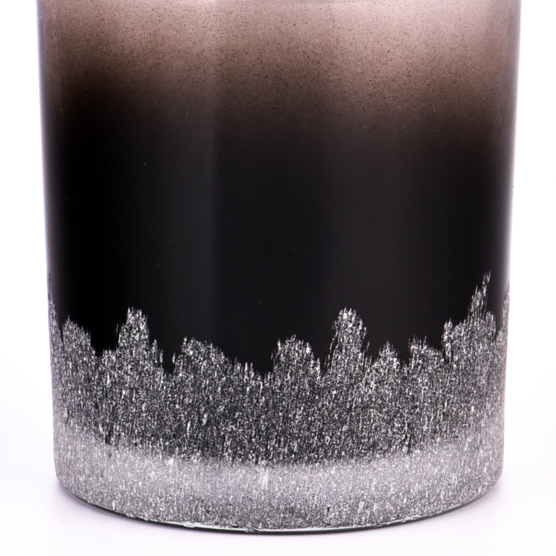 Wholesale gradient color sprayed with hand-engraved christmas glass candle jars