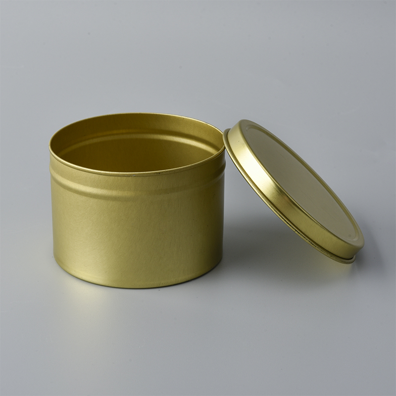 gold color metal candle jar with lid