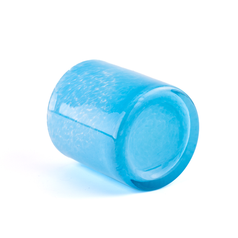 Wholesale graffiti blue glass candle jars for wedding decorations