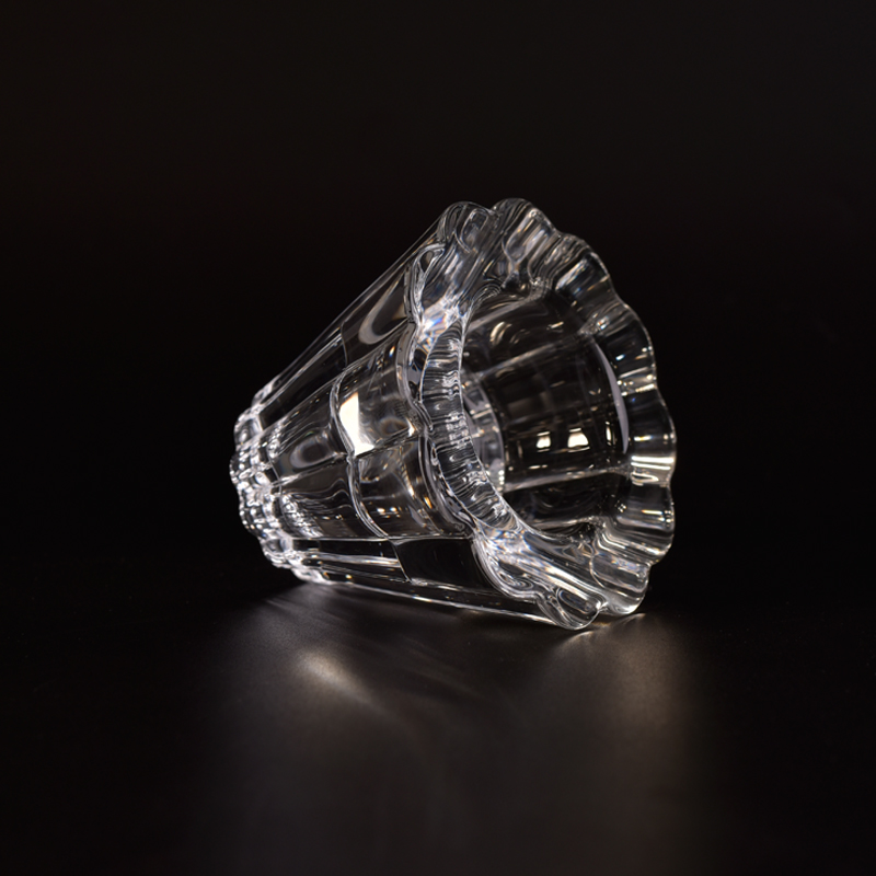 Crystal Flower embossed shape glass votive candle holder heavy weight Crystal Flower embossed shape glass votive candle holder heavy weight