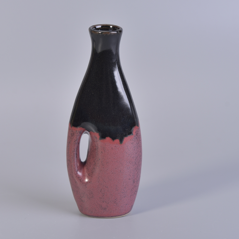 Black and pink ceramic oval diffuser bottle