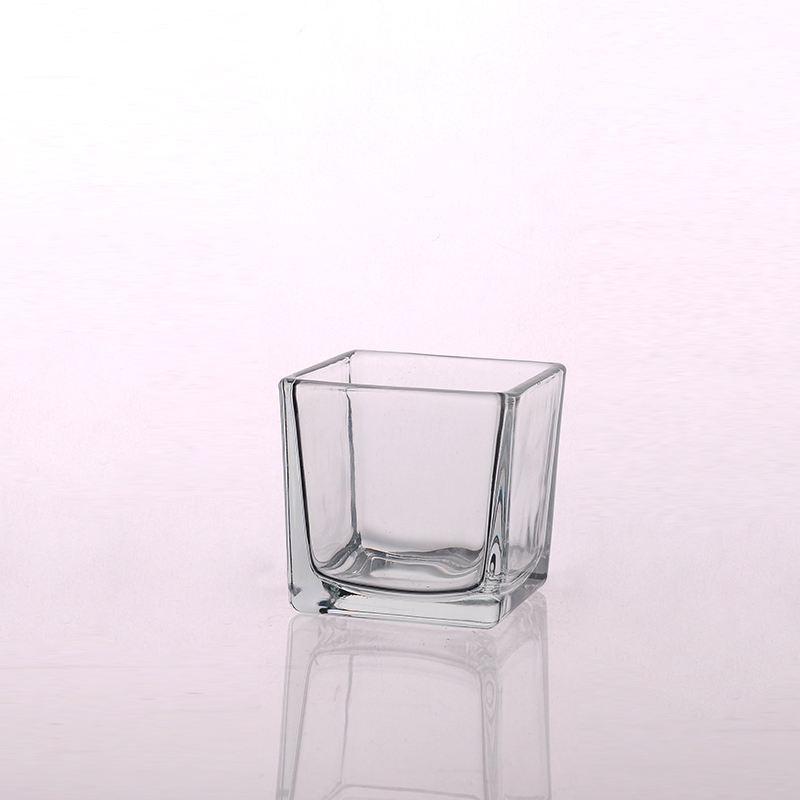 Cuboid clear glass tealight holder Cuboid clear glass tealight holder