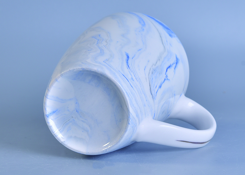 Marbled texture natural style ceramic water milk cup blue