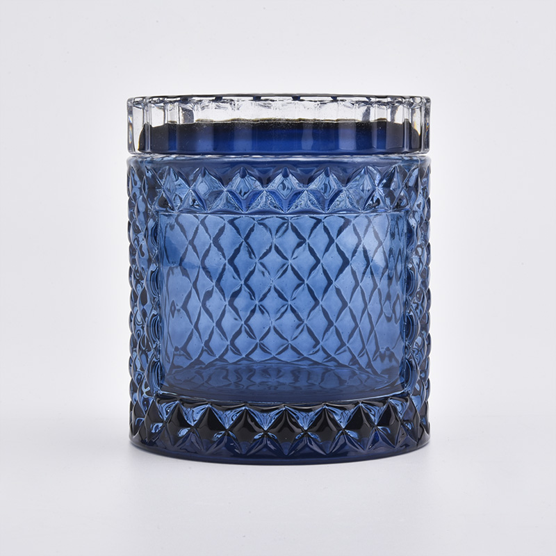 7oz GEO Cut Silver Glass Candle Jars With Lids Wholesale
