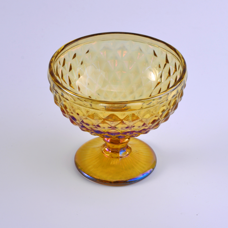 Yellow glass ice cream cup