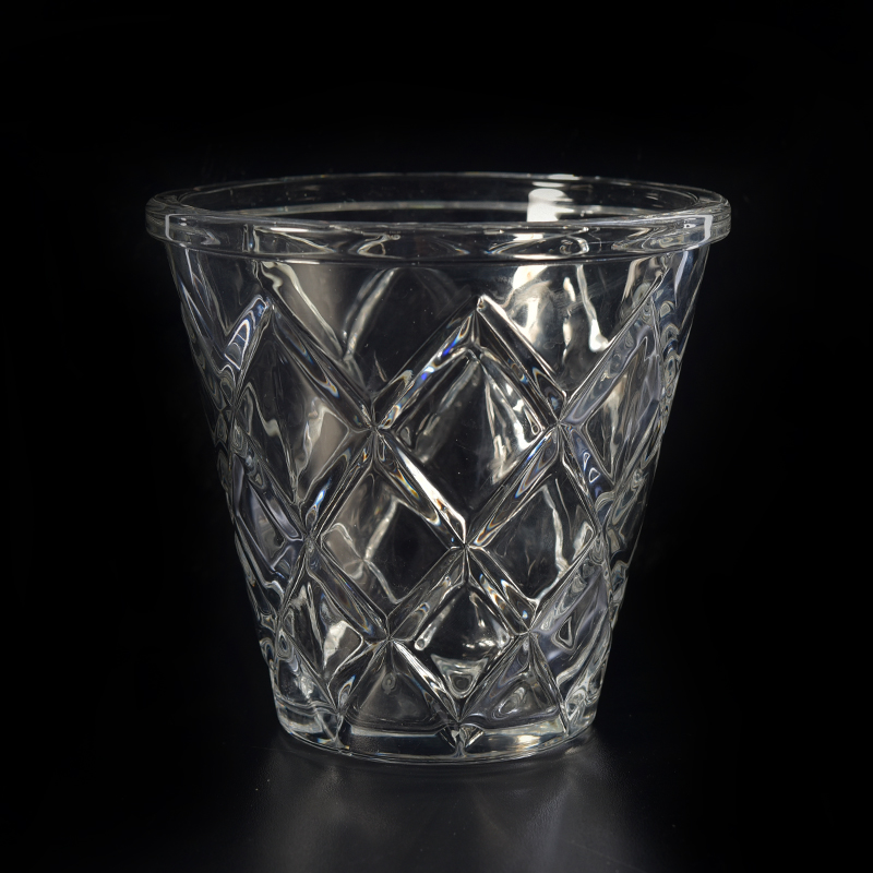 750ml Prismatic Clear Glass Candle Holder in V shape Home Decor 750ml Prismatic Clear Glass Candle Holder in V shape Home Decor