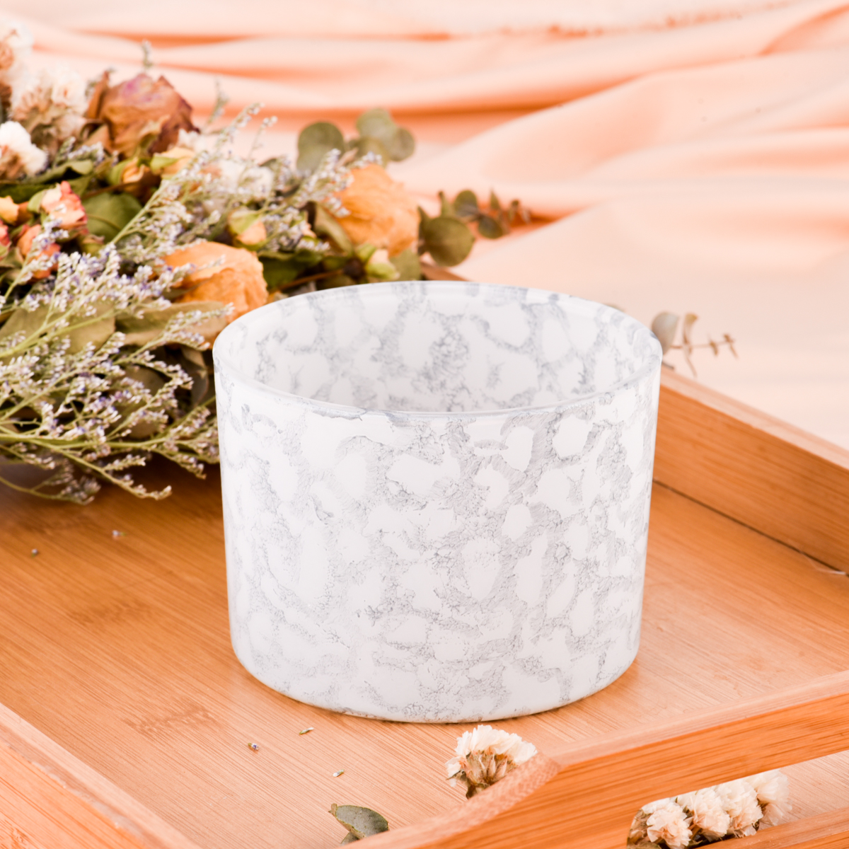 Luxury Lightgray wide mouth glass candle holder for candle making