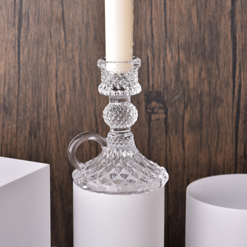 Factory direct sales kettle shape glass candle holder crystal pillar candlestick