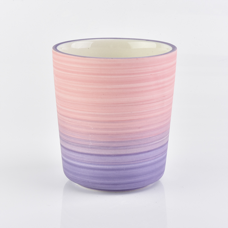 V shaped colorful glazing 347ml ceramic candle holders