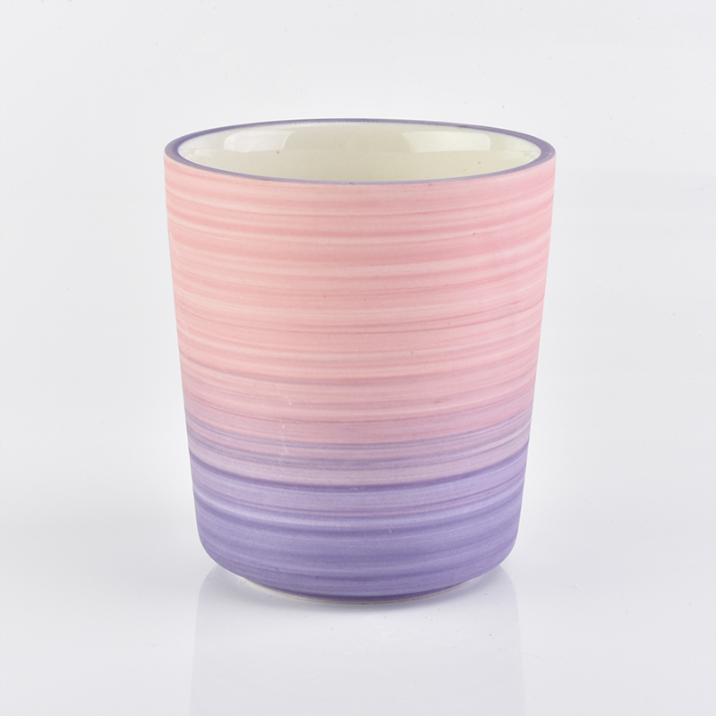 V shaped colorful glazing 347ml ceramic candle holders