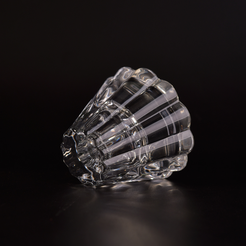 Crystal Flower embossed shape glass votive candle holder heavy weight Crystal Flower embossed shape glass votive candle holder heavy weight