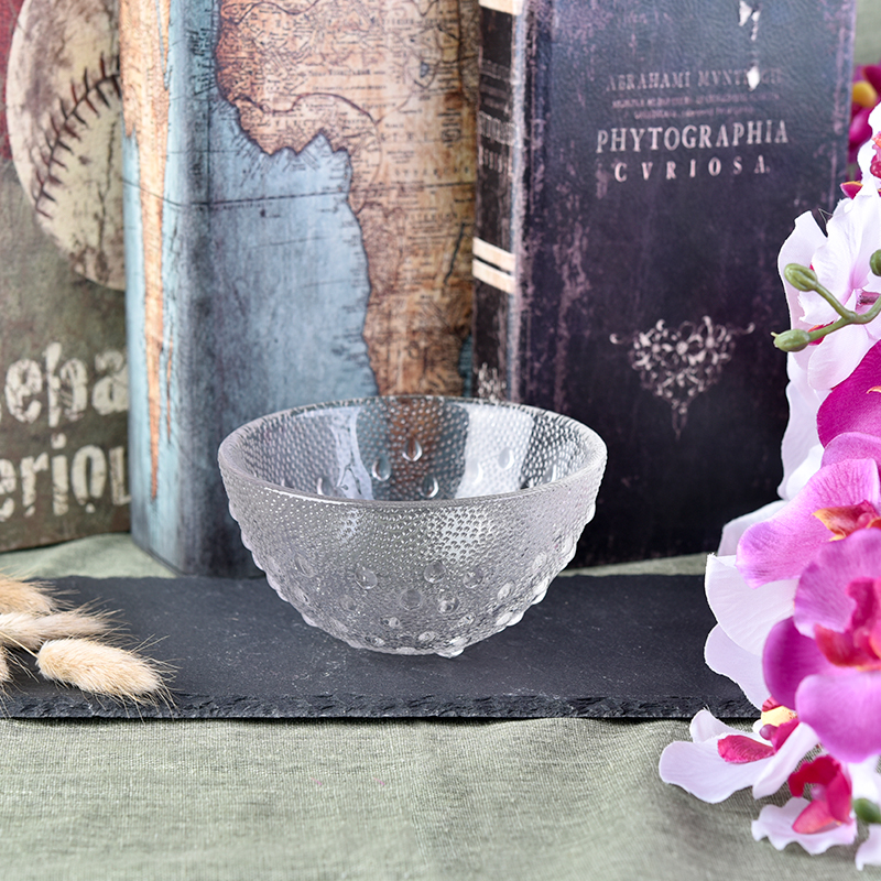 Huge embossed glass candle bowl