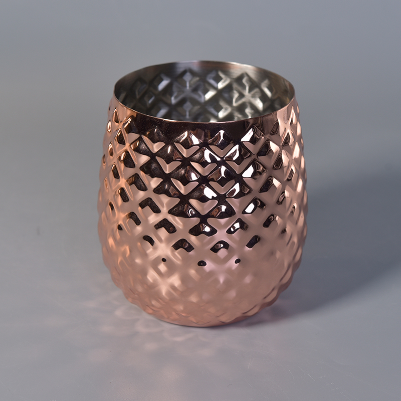 rose gold aluminium pineapple jar for candles