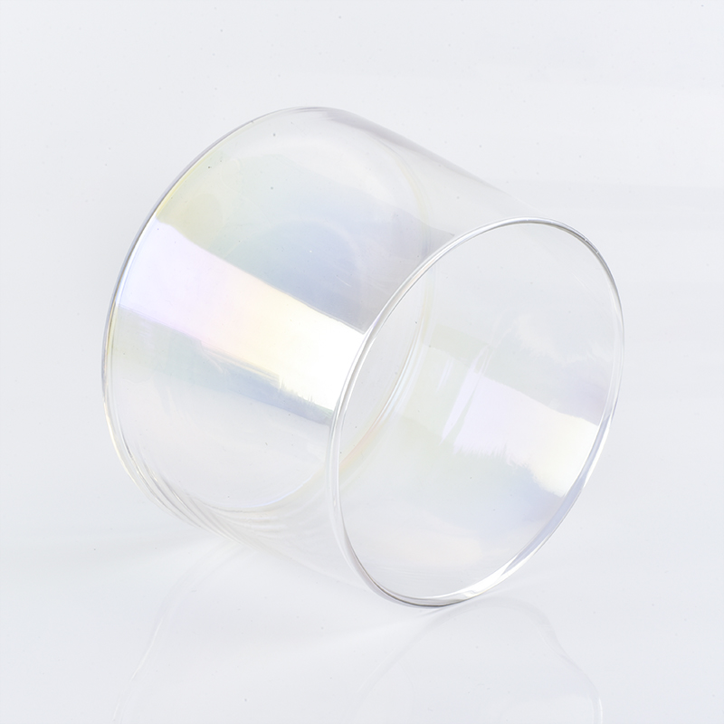 Bell shaped transparent ion plating holographic glass candle holder