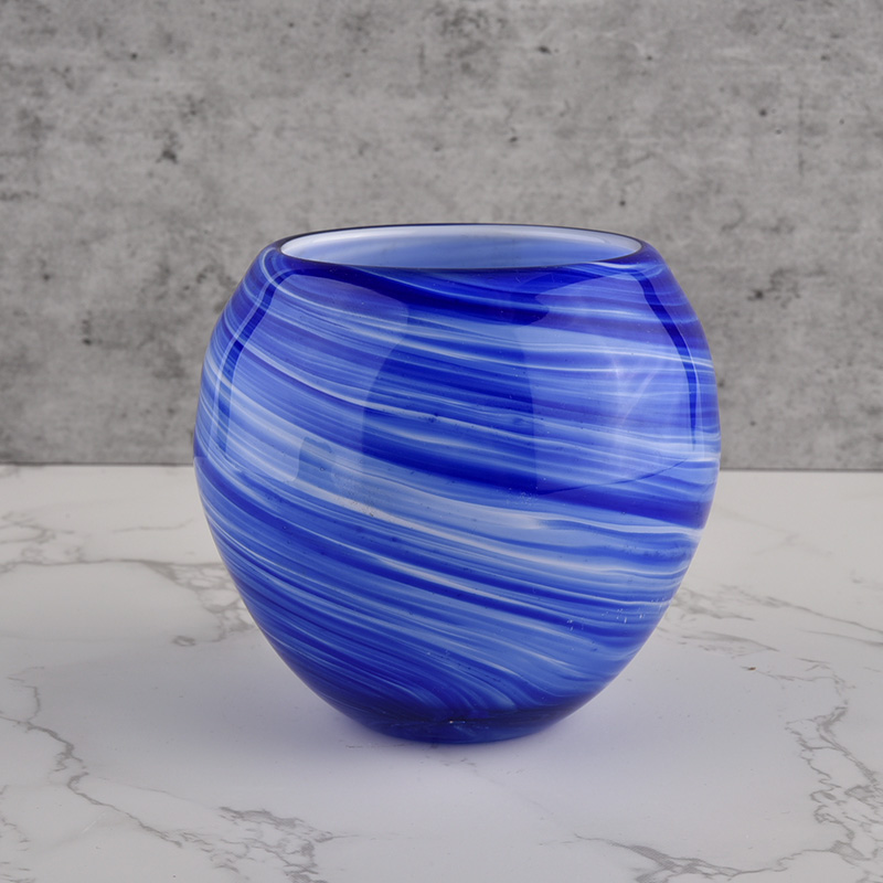 Sunny glassware luxury blue and white 10oz glass candle holder for supplier Sunny glassware luxury blue and white 10oz glass candle holder for supplier