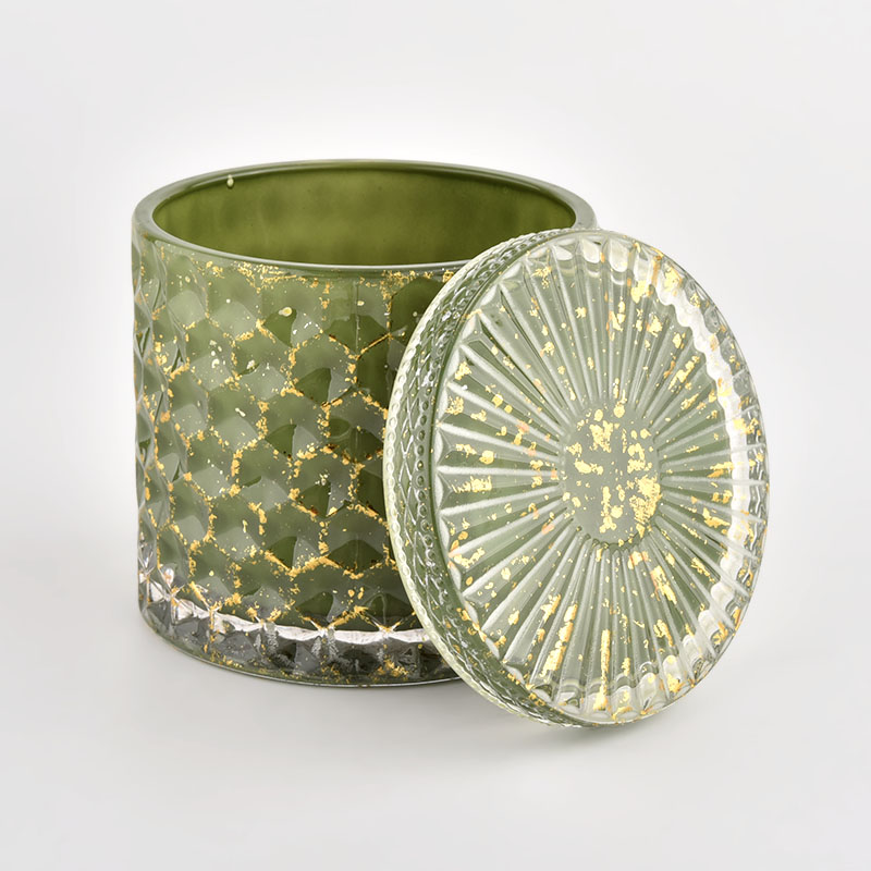 Empty green Candle Vessels with lids Glass Container Wholesale Empty green Candle Vessels with lids Glass Container Wholesale